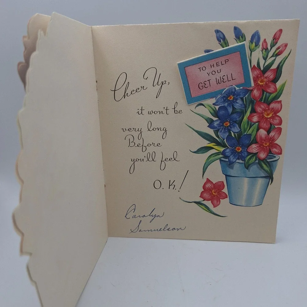 Vintage The Daline Get Well Thought Pop Up Floral Card‎
